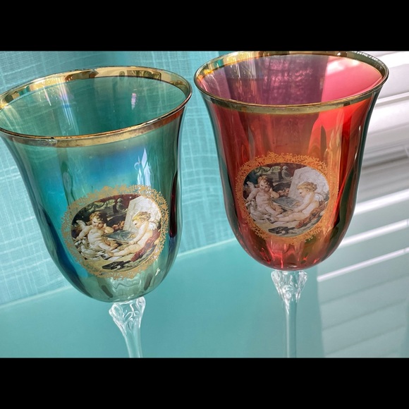 Dining Italian La Reine Crystal Wine Glasses Angels 2 Poshmark